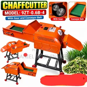 Chaff Cutter with Gear and Conveyor Belt (600kg/Hr)