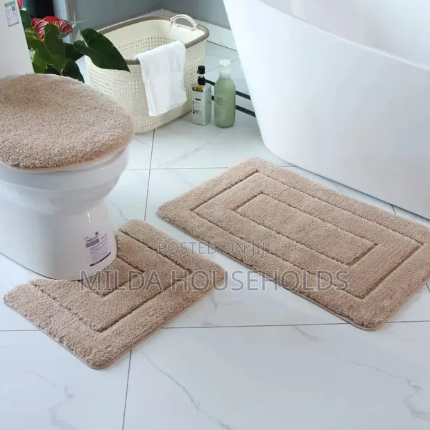 3pcs Bathroom Mats Set - Non-Slip Underside - 1