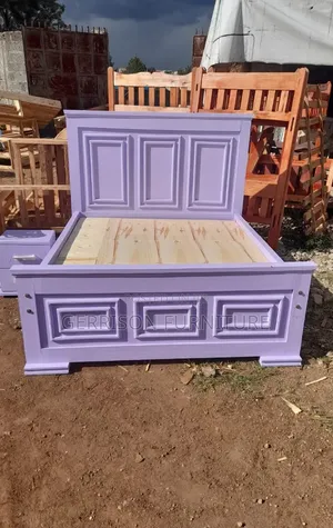 Brand New Lilac Purple 5x6 Wooden Bed with Nightstand