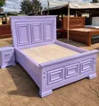 Brand New Lilac Purple 5x6 Wooden Bed with Nightstand - 2