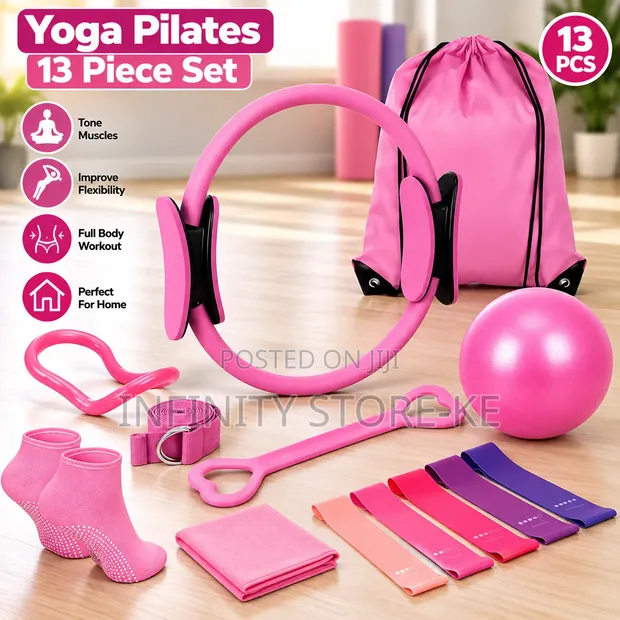 Pilates Fitness Kit with Exercise Ball, Ring, Resistance Bands - 1