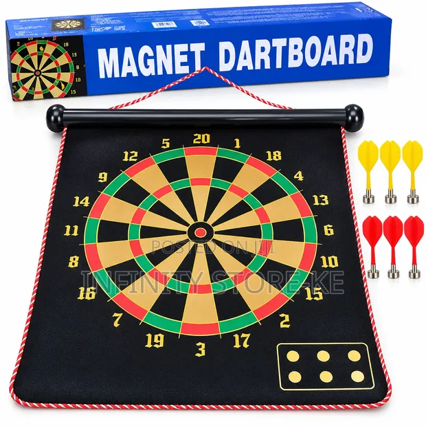 Foldable Magnetic Dartboard Set with Darts - 1