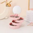 Diamond Pattern Rotating Jewellery Organizer with Mirror - 2