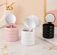 Diamond Pattern Rotating Jewellery Organizer with Mirror - 4