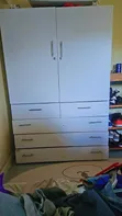 White Wardrobe with Drawers and Hanging Rail - 1