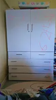 White Wardrobe with Drawers and Hanging Rail - 2