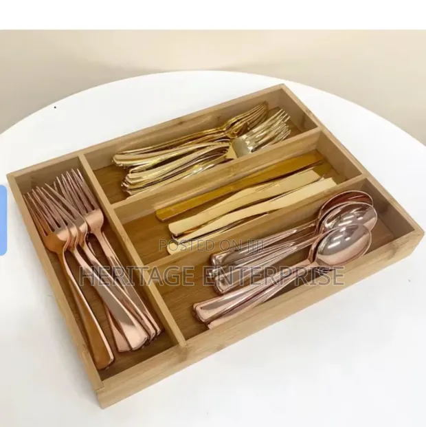 Bamboo Kitchen Drawer Cutlery Organizer - 1