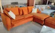 Orange Corner Sofa Set with Pouffe - 1