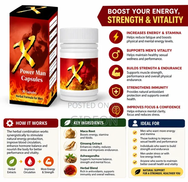 Power Man Capsules - Energy & Vitality Boost - 1