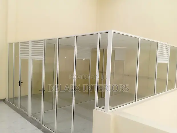 Office Partitions with Aluminum Clear Full Glass - 1
