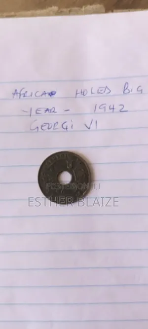 East Africa 1934 & 1942 5 Cents Big Hole Coins - Rare Antique