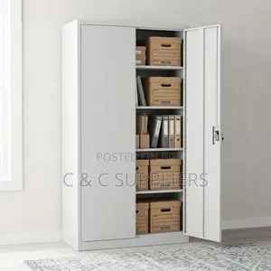 Document Cabinet with Adjustable Shelves - White Steel