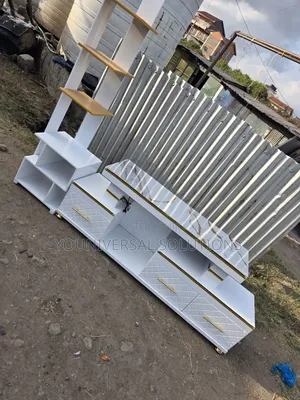 Executive TV Stand with LED Lights & Flower Decor Stand