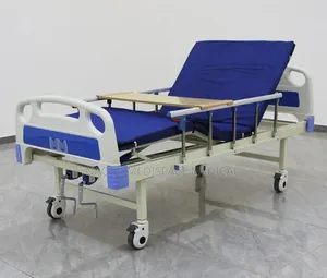 Quality Homecare Double Crank Manual Hospital Bed with Mattress & Feeding Table