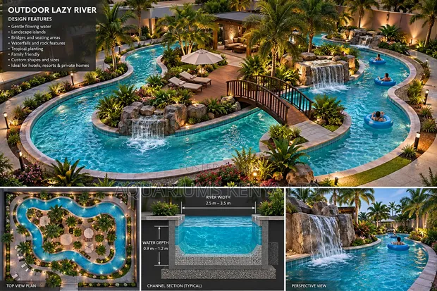 Outdoor Lazy River Construction | Swimming Pools & Water Features - 1