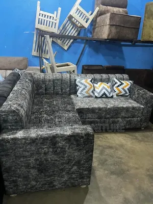 5 Seater Charcoal Grey L-Shaped Sectional Sofa