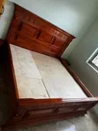 5x6 Brown Wooden Bed Frame - 1