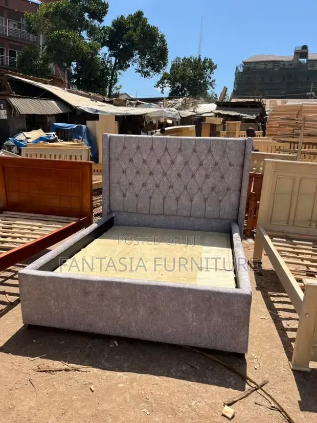 Grey/Black Wingback Bed Frame 5x6 - 1