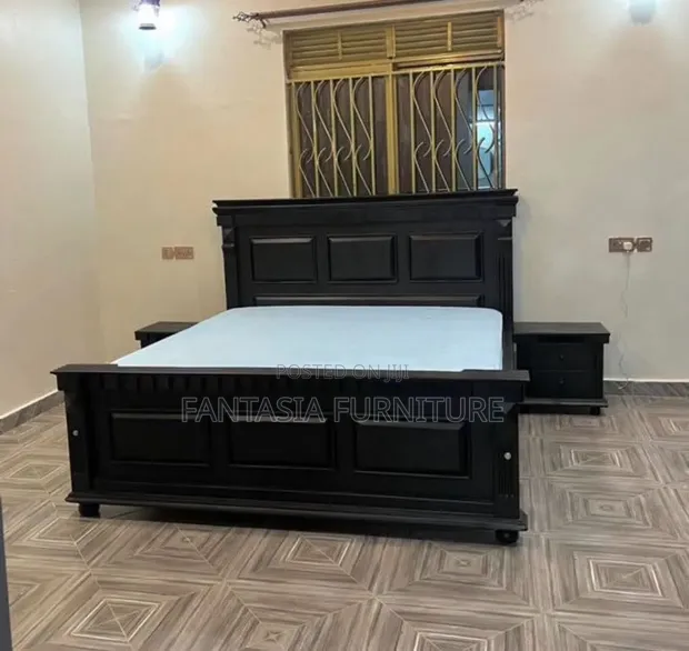 5x6 Black Wooden Bed Frame - 1