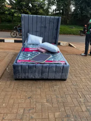 Brand New 4x6 Grey Velvet Bed Frame