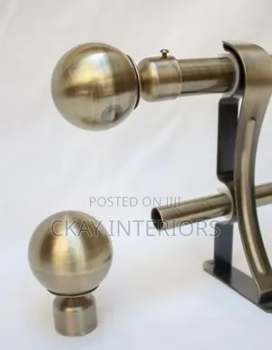 Powder-Coated Curtain Rods - Antic Gold & Black Finials
