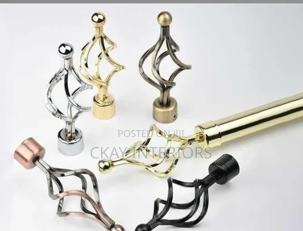 Adjustable Curtain Rods with Flower Ends - 1