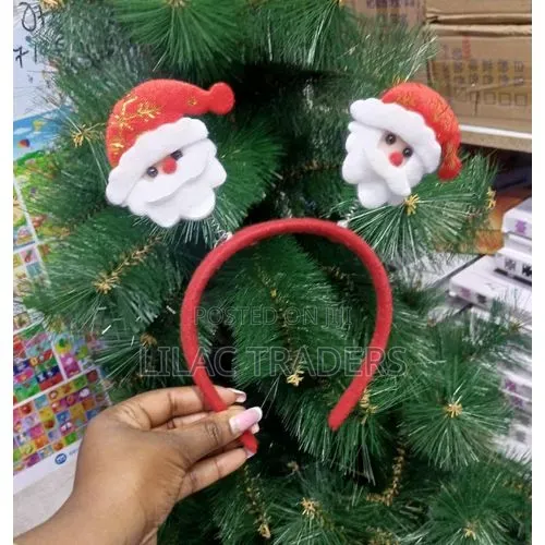 Christmas Festive Red Headband with Santa Faces - 1