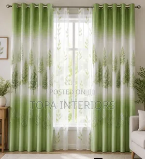 Green Floral Panel Curtains - Home Interiors