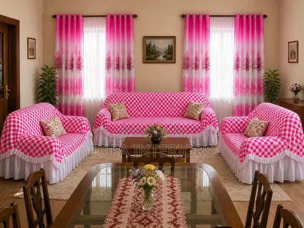 Pink Floral Panel Curtains - Brand New - 1
