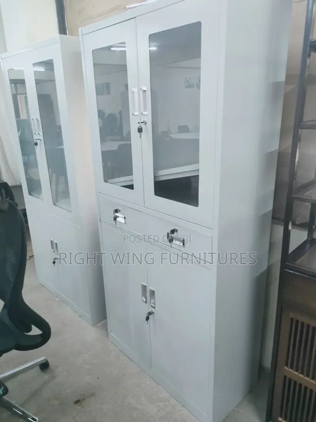 Boss Office Products Half Glass 2-Door Cabinet - 1