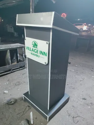 Gray Pulpit Stand with Logo