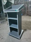 Gray Pulpit Stand with Logo - 2
