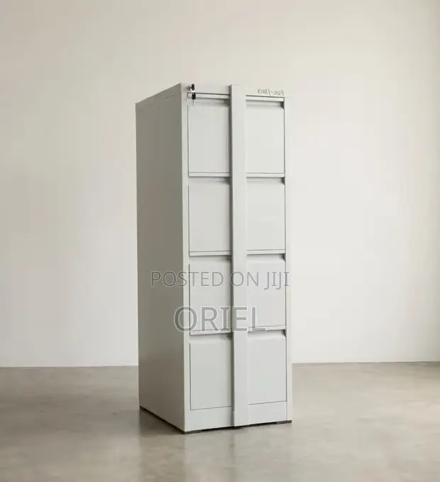 4-Drawer Filing Cabinet with Lock - White Steel - 1