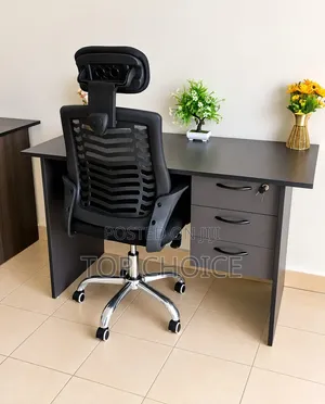 Modern Office Desk and Mesh Chair Set