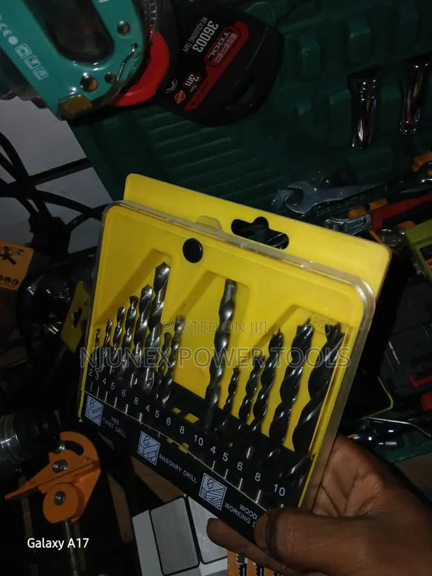 16-Piece Multi-Purpose Twist Drill Bit Set (HSS, Masonry, Wood) - 1