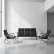 Five Seater Ergonomic Leather Sofa Set - Black - 1