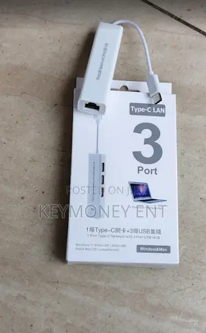 USB-C to LAN Adapter with 3 USB Ports for MacBook