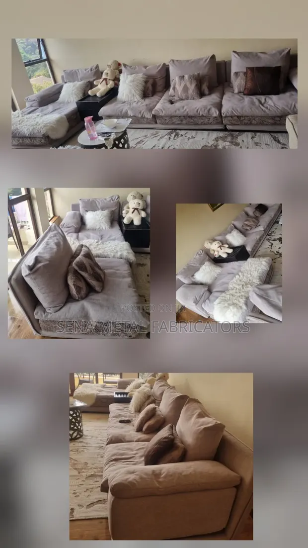 7-Seater Sofa Set - Gray Cotton - 1