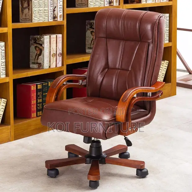 Viti vya Ofisi vya Kisasa vya Ngozi vya Kahawia vya Mtendaji - 1