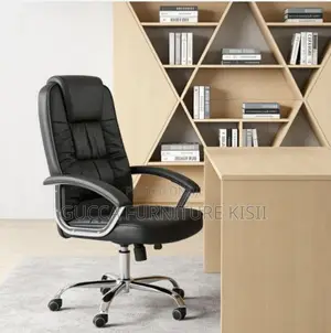 Black Leather Swivel Office Chair