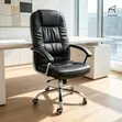 Black Leather Swivel Office Chair - 2