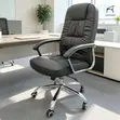 Black Leather Swivel Office Chair - 4