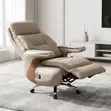 Kiti cha Ofisi cha Brown Leather chenye Footrest - 4