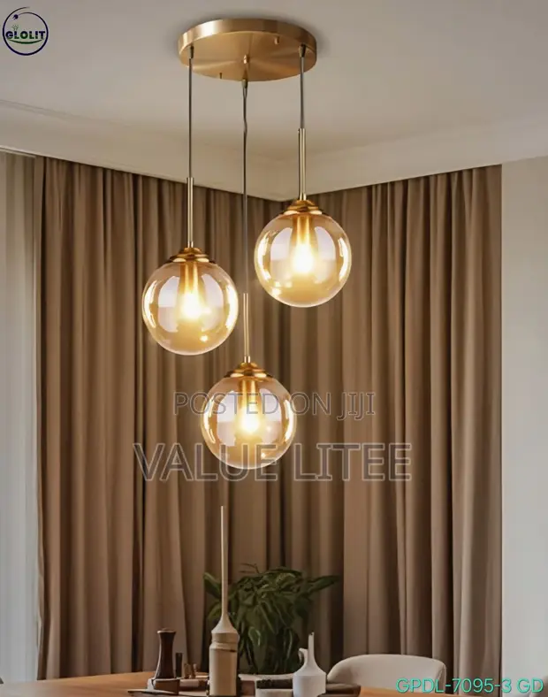 3-Light Round Hanging Pendant Chandelier - 1