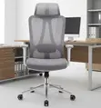 Ergonomic High Back Office Chair - Gray Fabric - 3