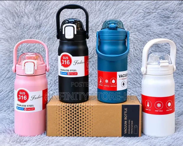 1000ml Stainless Steel Vacuum Insulated Water Bottle with Straw Lid - 1
