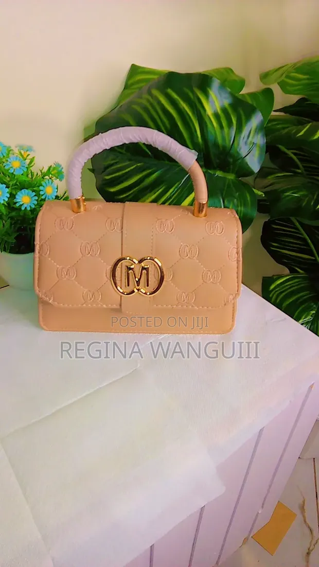 Elegant Burgundy/Nude Leather Handbag - 1