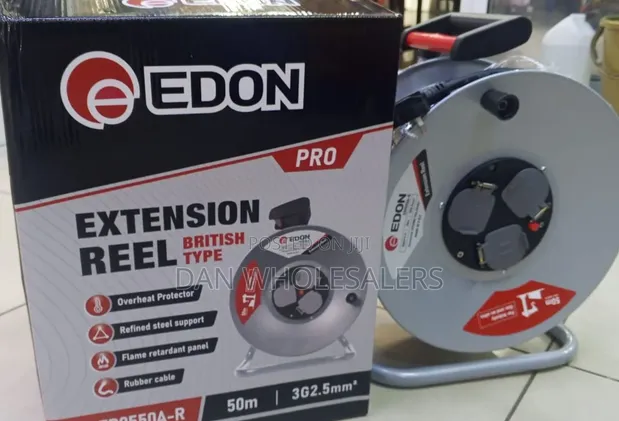 EDON Pro 50M Extension Reel - 2.5mm Rubber Cable, 3 Sockets - 1