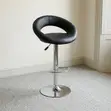 Round Leather Rolling Kitchen Stool - 3