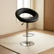 Round Leather Rolling Kitchen Stool - 5